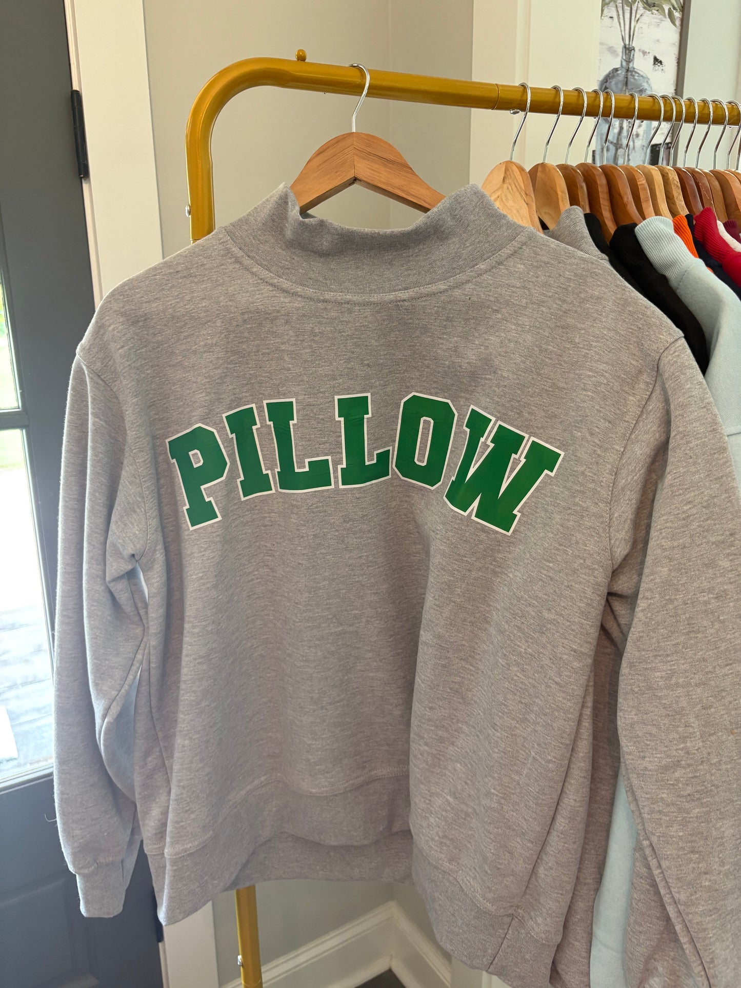 REVERSIBLE Light Grey PILLOW mockneck
