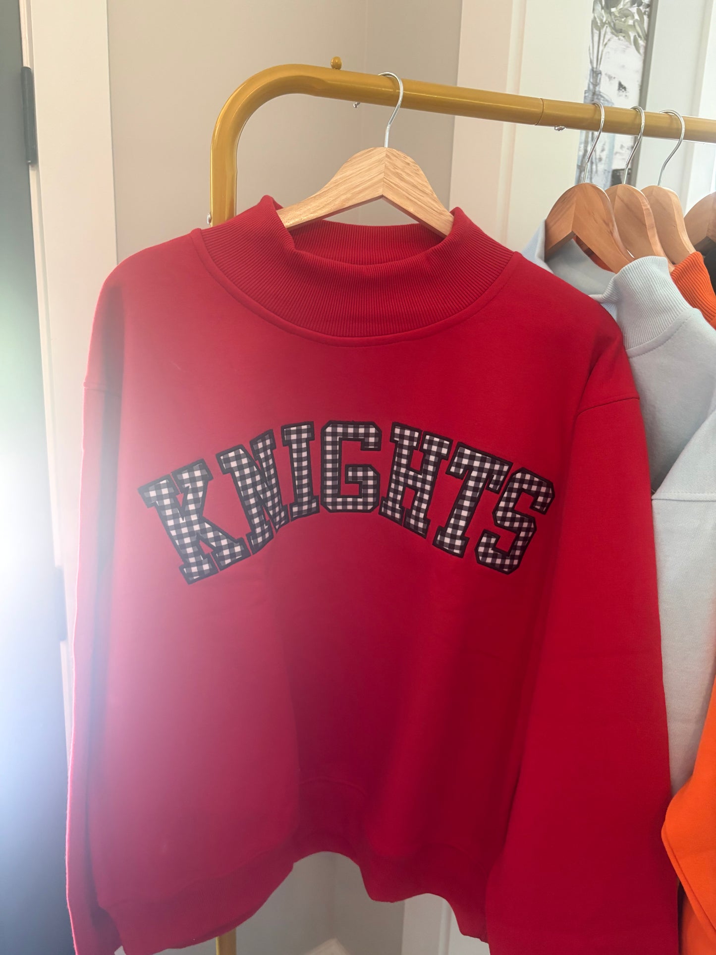 In stock red KNIGHTS Mockneck