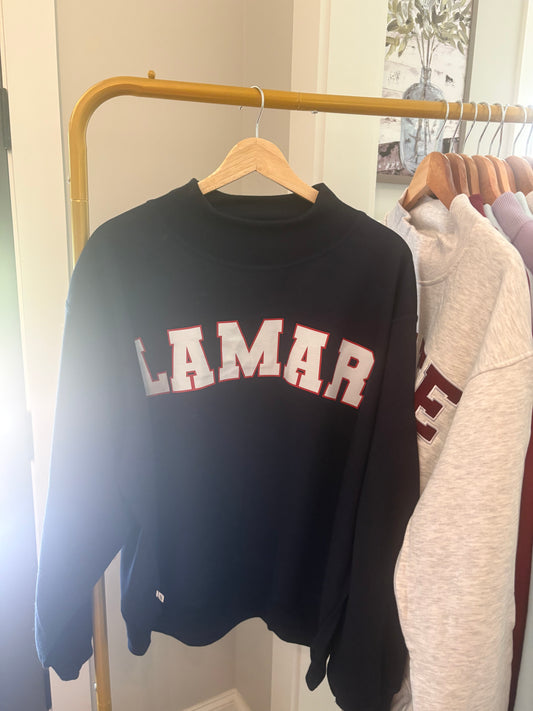 REVERSIBLE navy LAMAR mockneck
