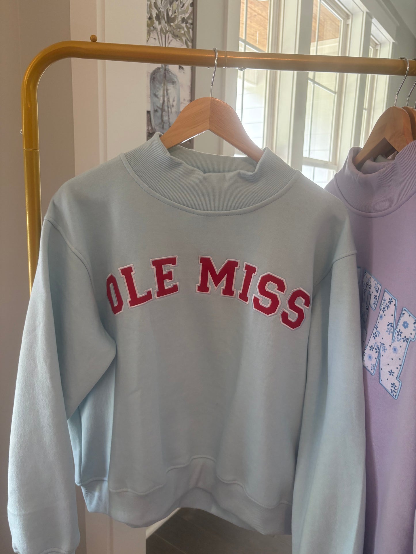 Powder Blue OLE MISS Mockneck