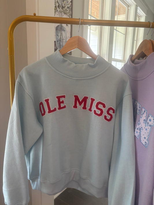 Powder Blue OLE MISS Mockneck
