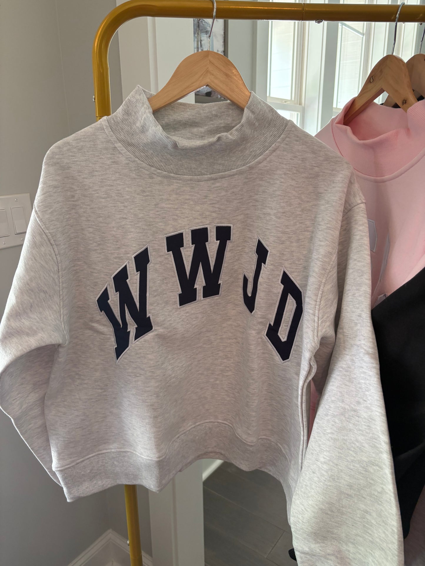 Grey WWJD Mockneck