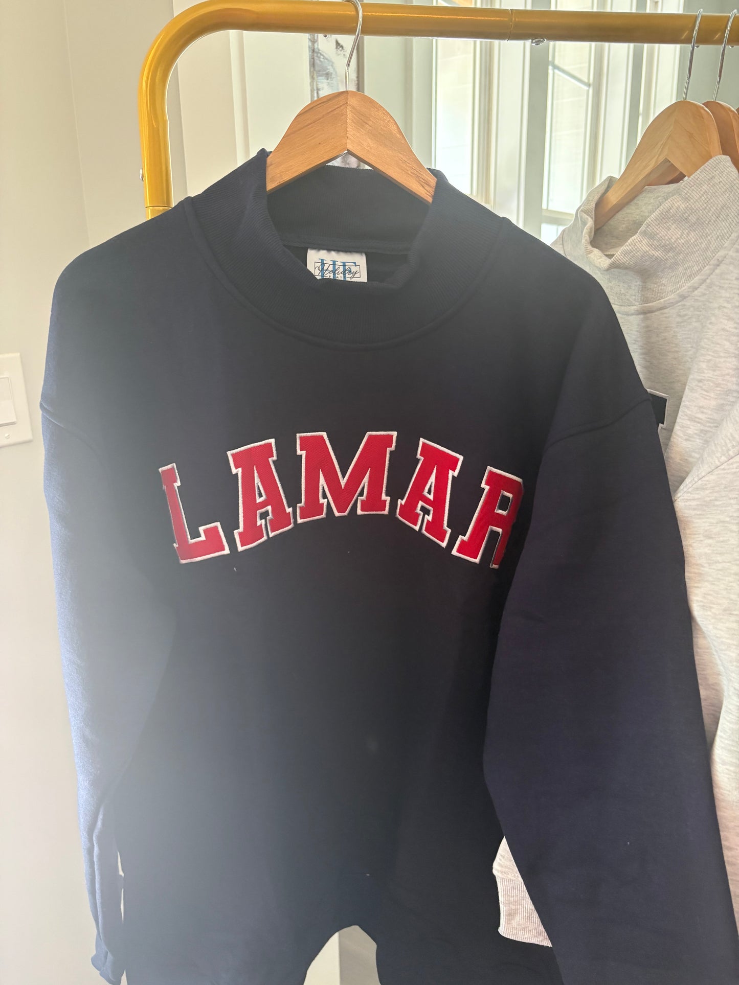 In Stock Navy LAMAR mockneck