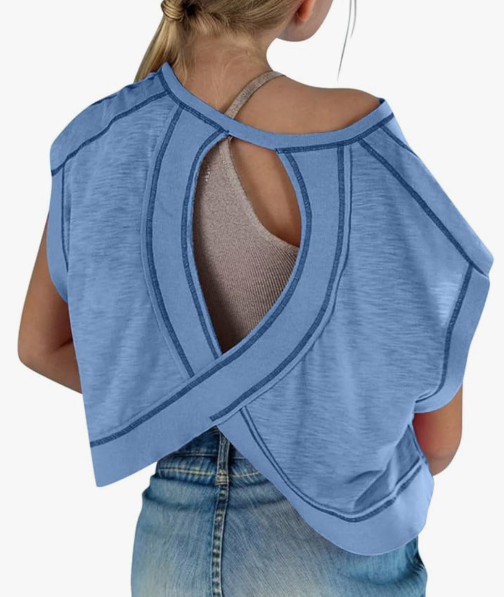 Kids Short Sleeve Open Back Athletic Shirt - Multiple Colors