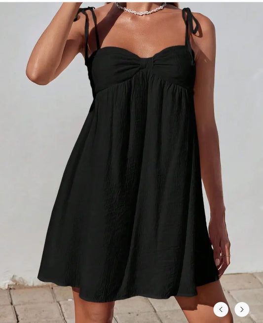 Black Bowknot Babydoll Dress