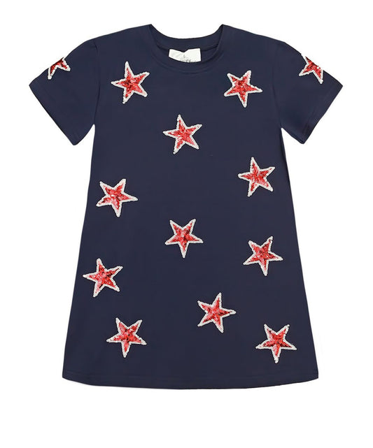 Belle Cher Navy and Red Star Dress