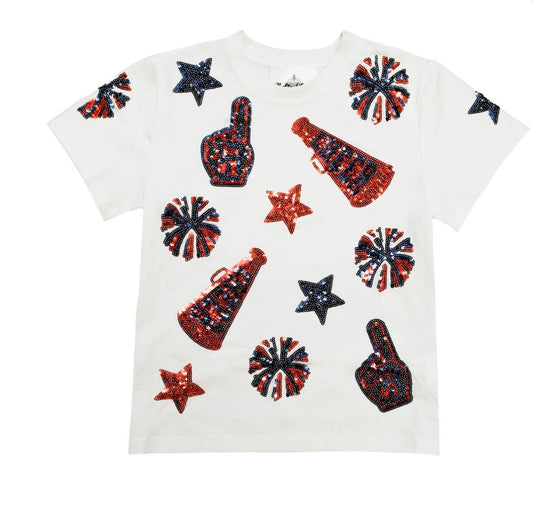 Belle Cher Navy Red Sequin Cheer Shirt