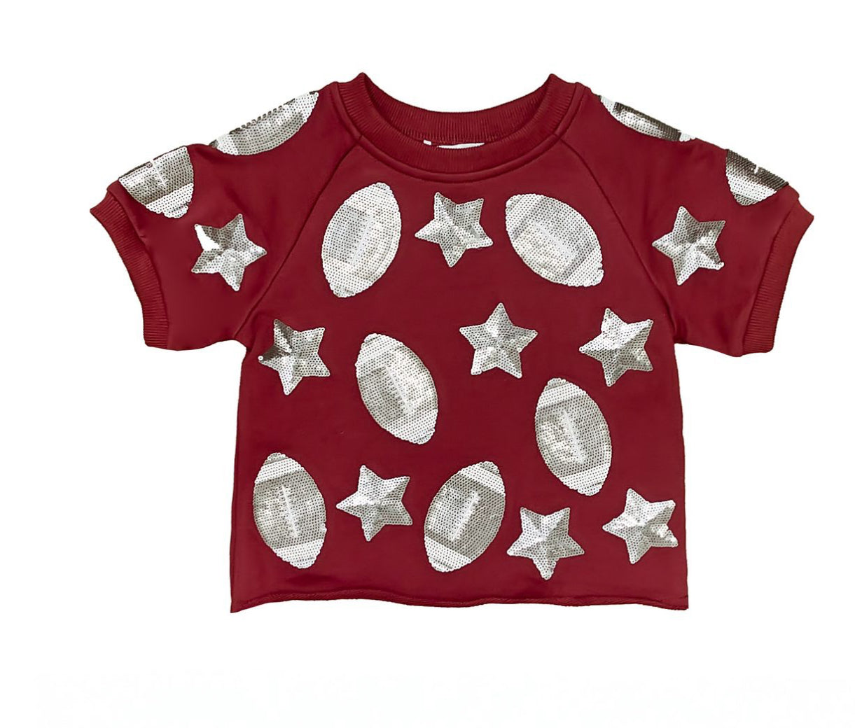 Belle Cher Maroon Sequin Football Top