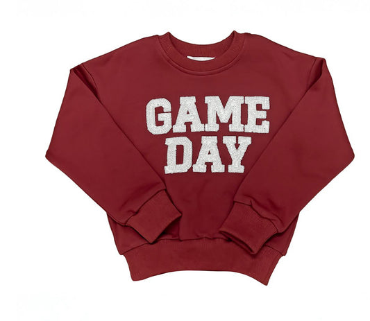 Belle Cher Maroon Sequin Gameday Sweatshirt
