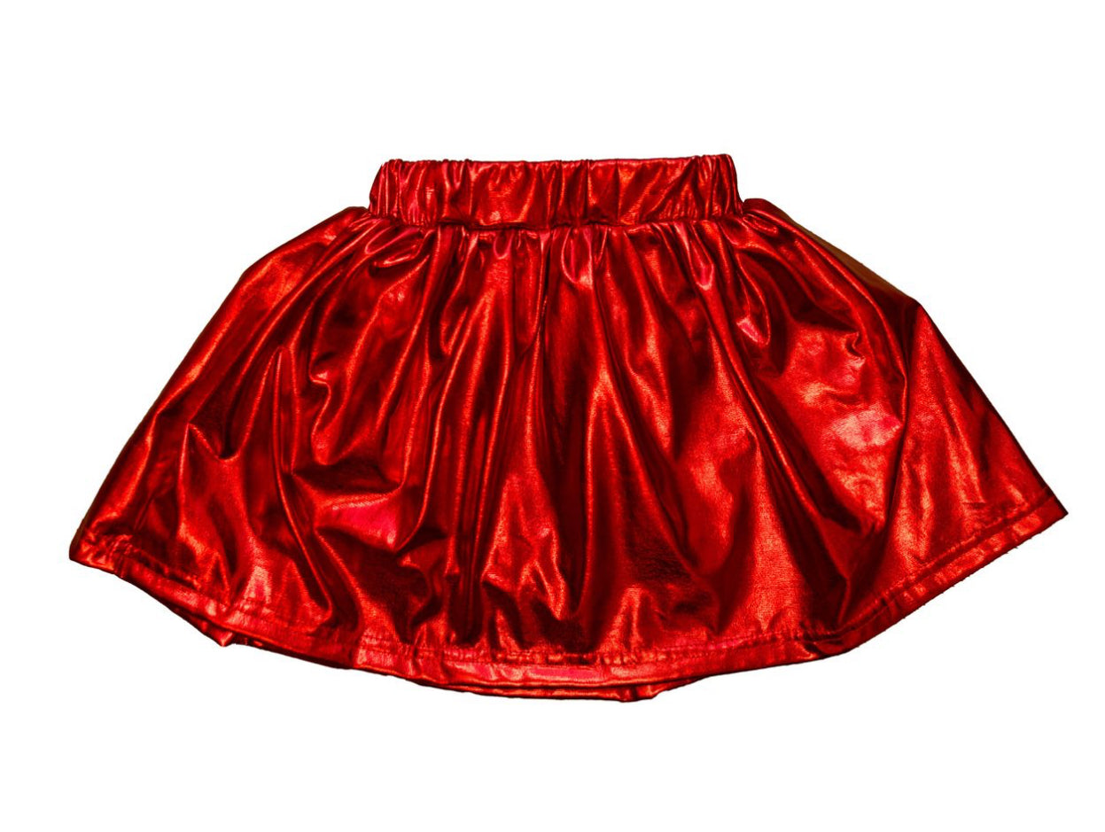 Belle Cher Red Metallic Skirt
