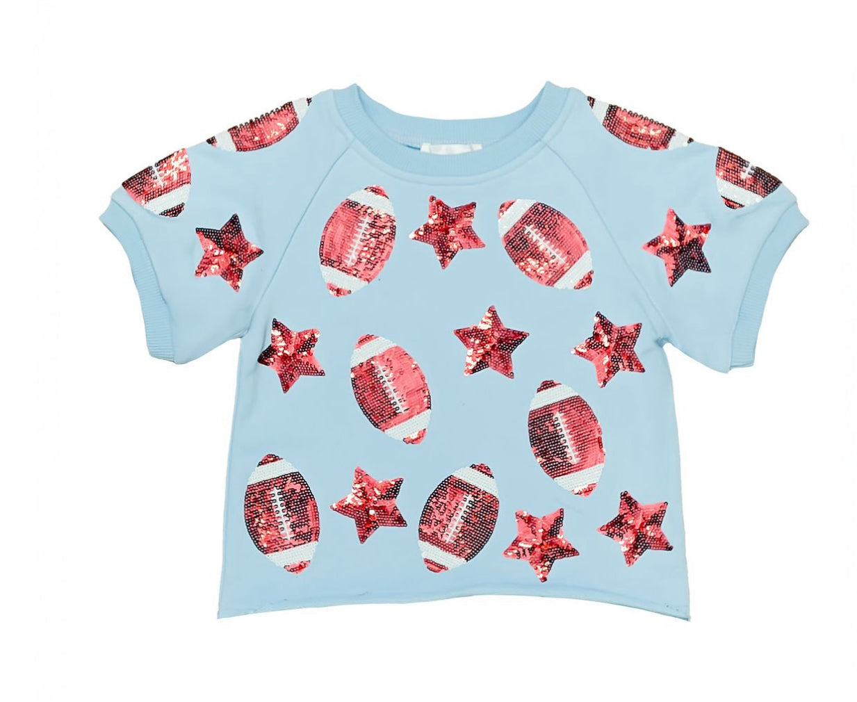 Belle Cher Powder Blue Sequin Football Top
