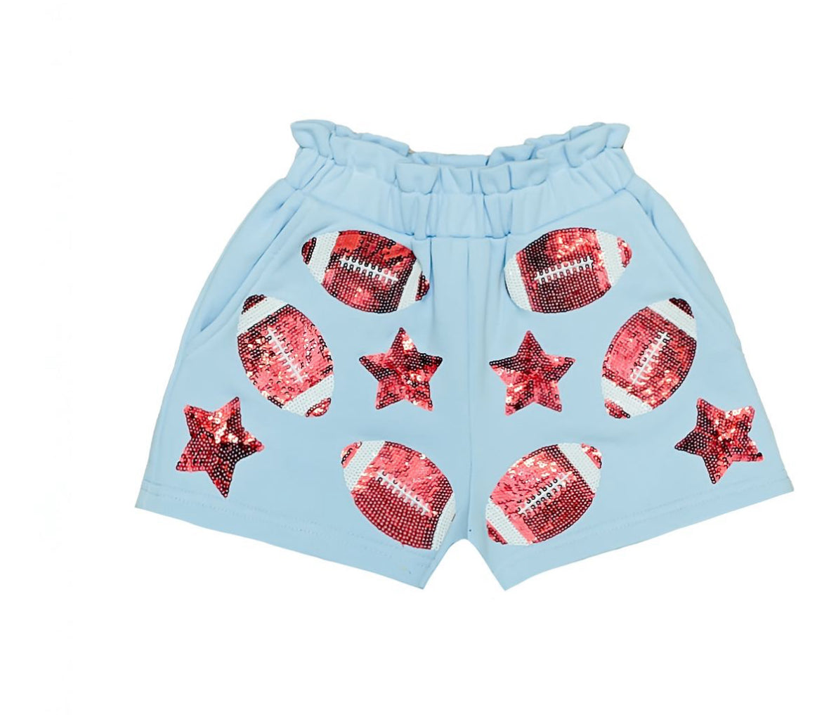 Belle Cher Powder Blue Sequin Football Shorts