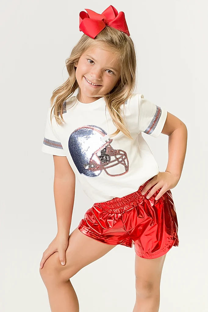Belle Cher Light Blue and Red Sequin Helmet Shirt
