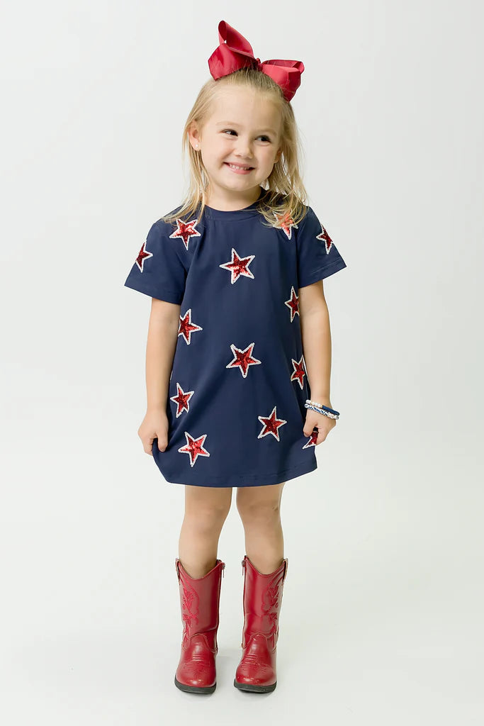 Belle Cher Navy and Red Star Dress