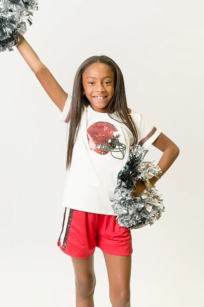 Belle Cher Red and Black Sequin Helmet Shirt