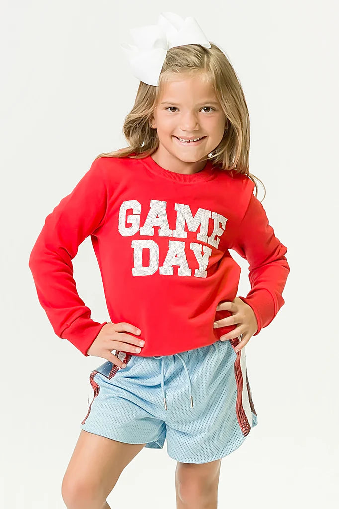 Belle Cher Red Sequin Gameday Sweatshirt
