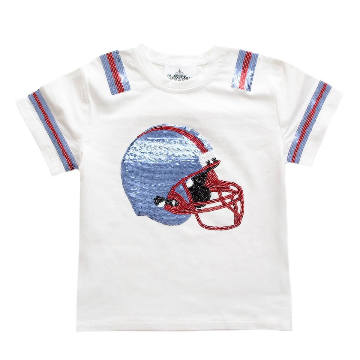 Belle Cher Light Blue and Red Sequin Helmet Shirt