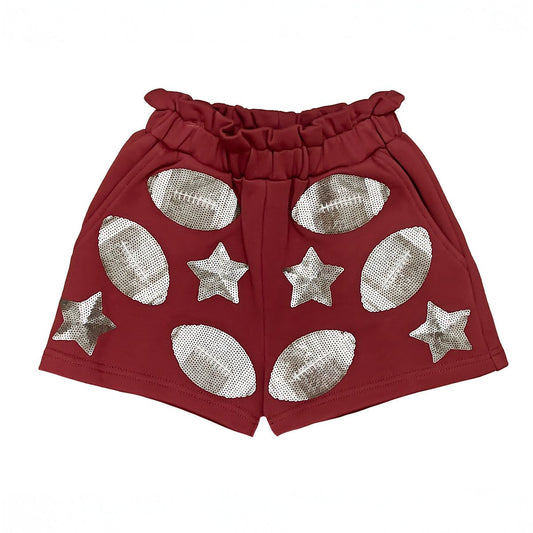 Belle Cher Maroon Sequin Football Shorts