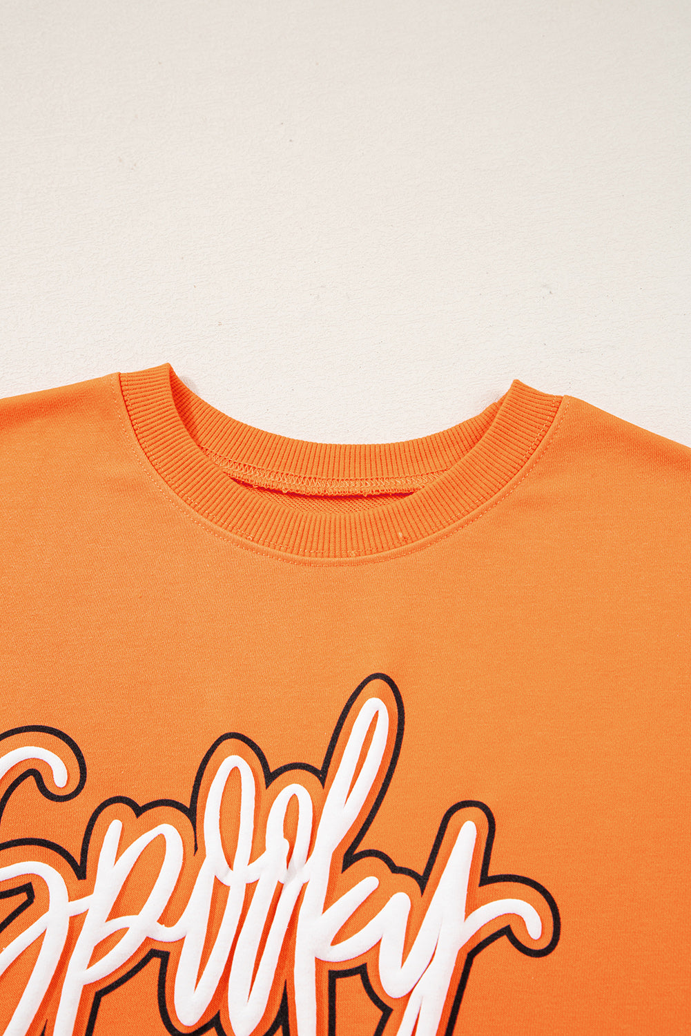 Orange Spooky Graphic Halloween Crew Neck Sweatshirt