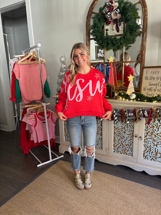 Oversized Red JESUS Sweatshirt