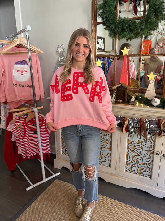 Oversized Light Pink MERRY Sweatshirt