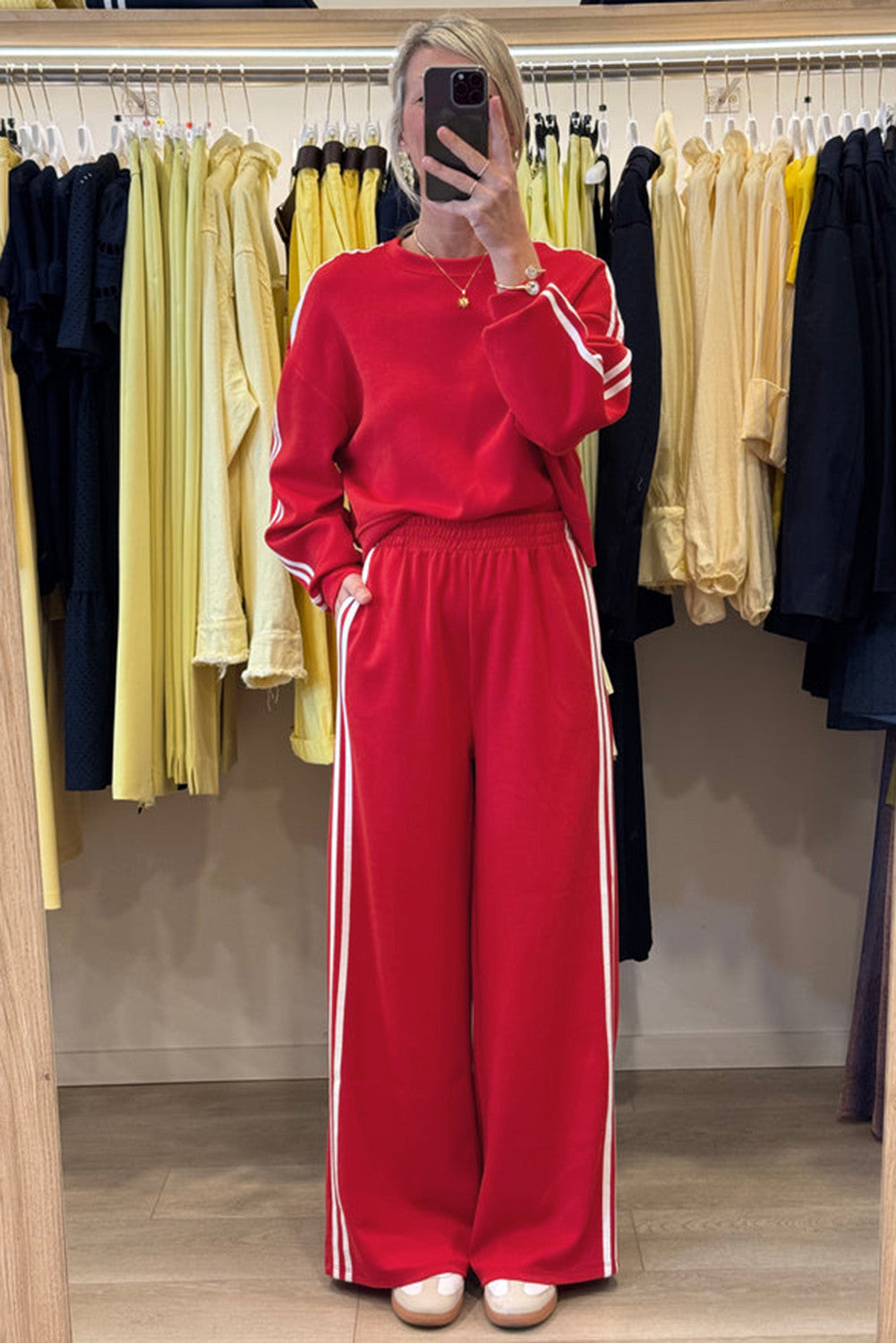 Varsity Striped Crewneck Sweatshirt and Pants set