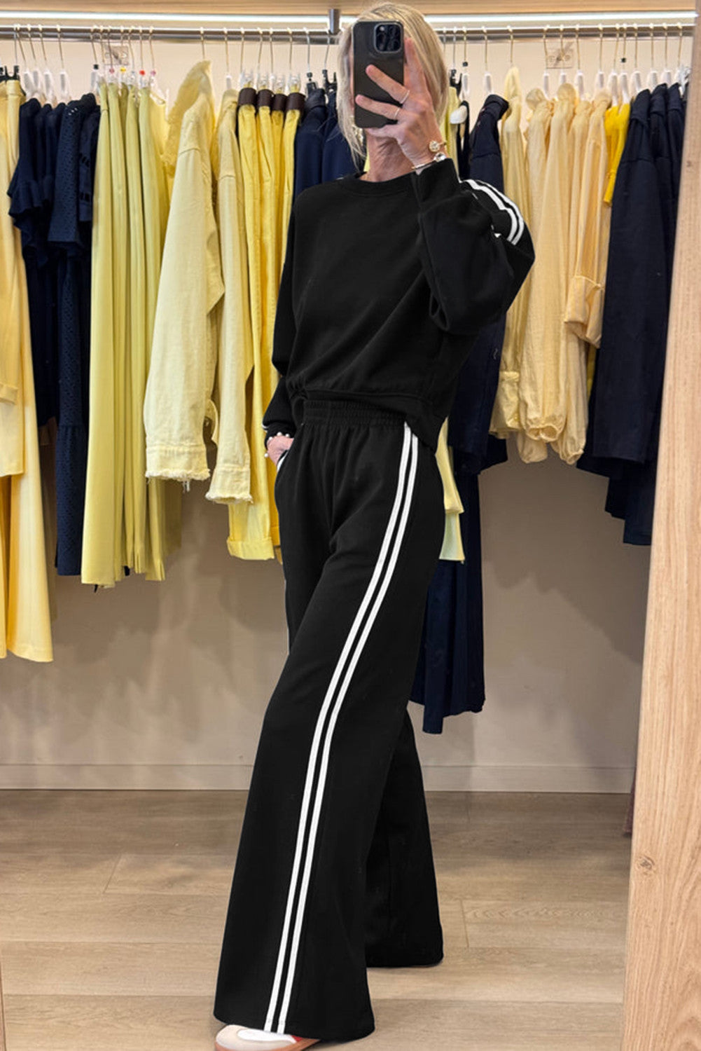Varsity Striped Crewneck Sweatshirt and Pants set