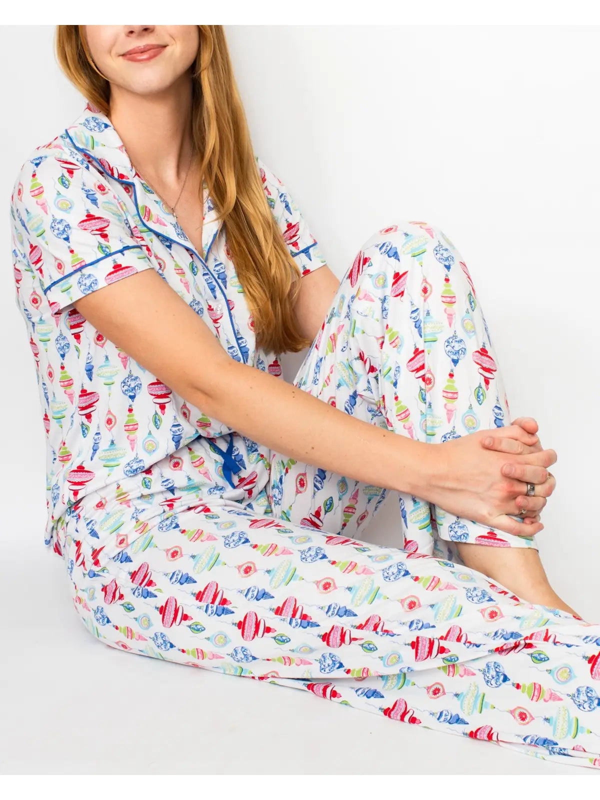 White with ornaments Pajama Pants