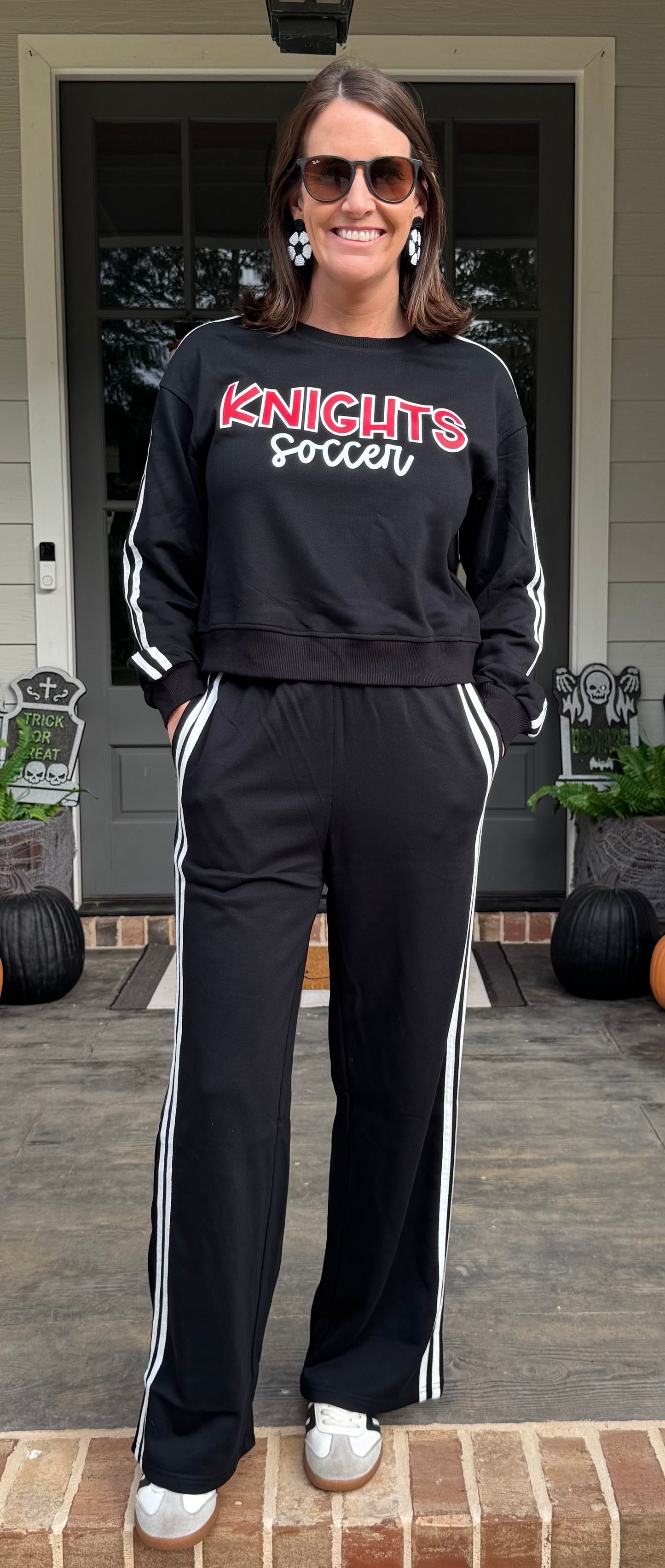 Varsity Striped Crewneck Sweatshirt and Pants set