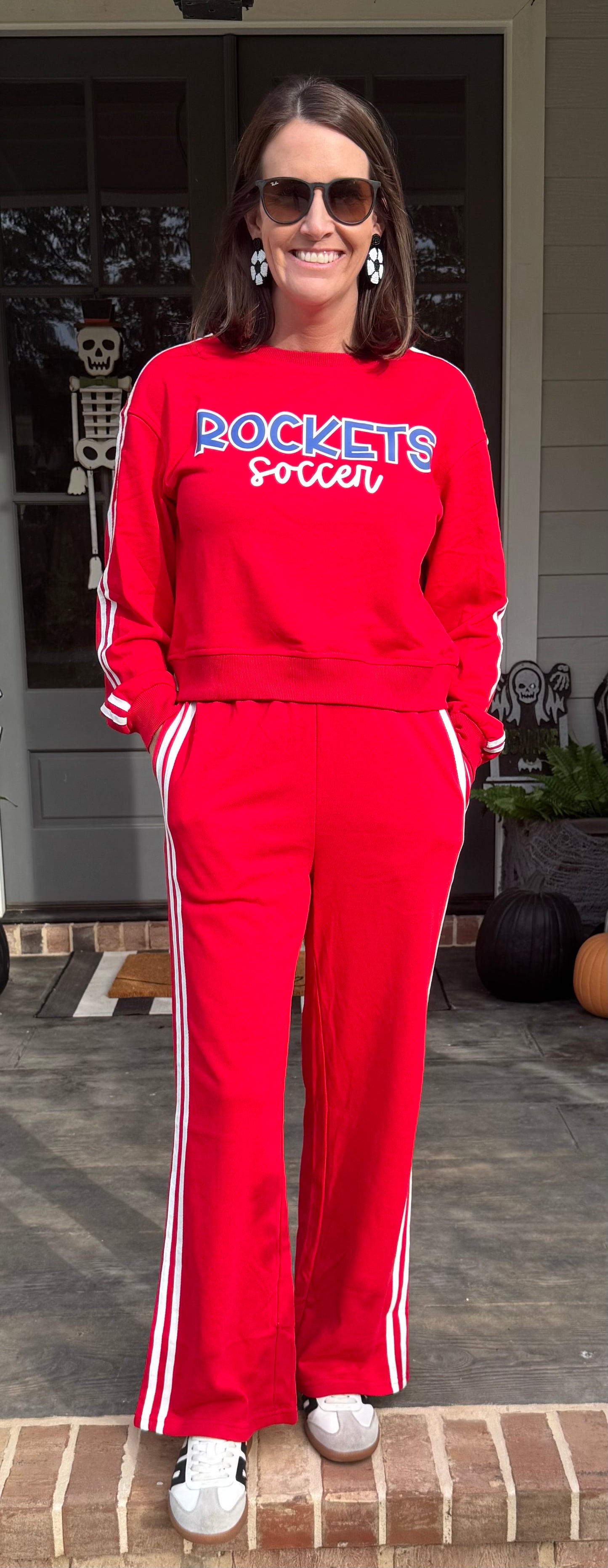 Varsity Striped Crewneck Sweatshirt and Pants set