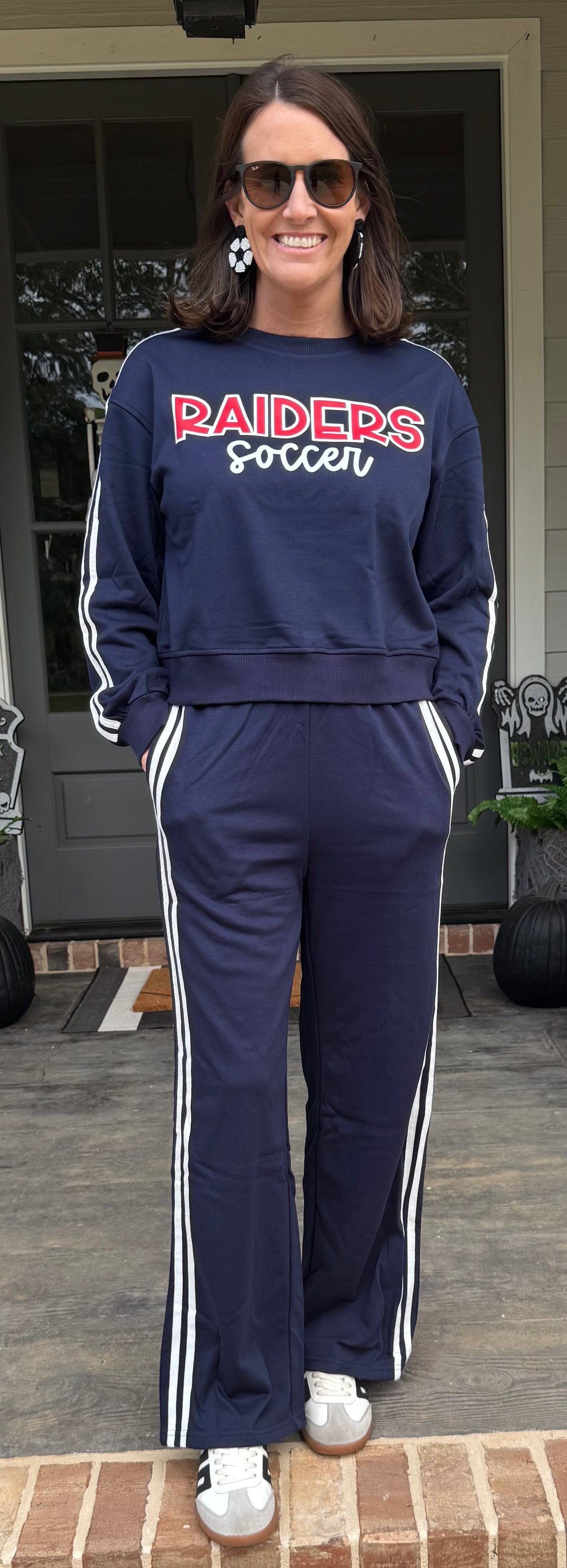 Varsity Striped Crewneck Sweatshirt and Pants set