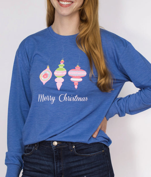 Blue Long Sleeve Ornament Tee