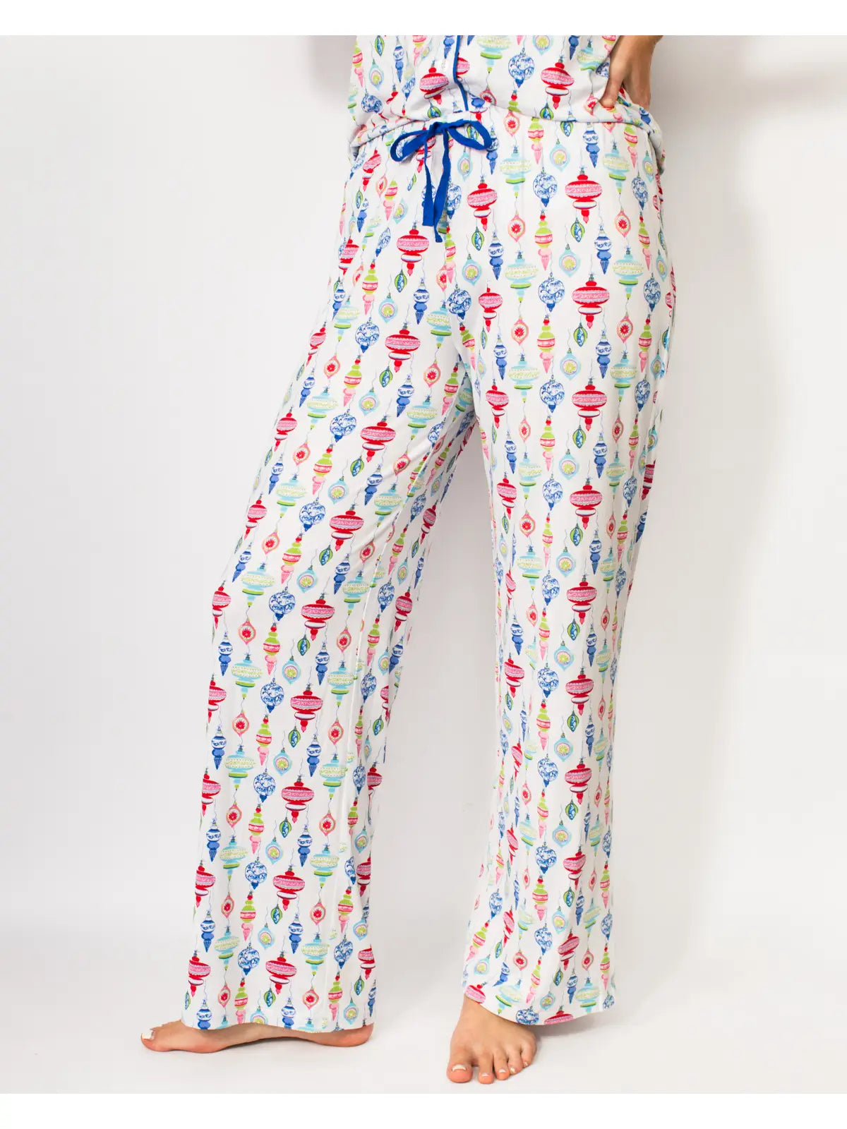 White with ornaments Pajama Pants