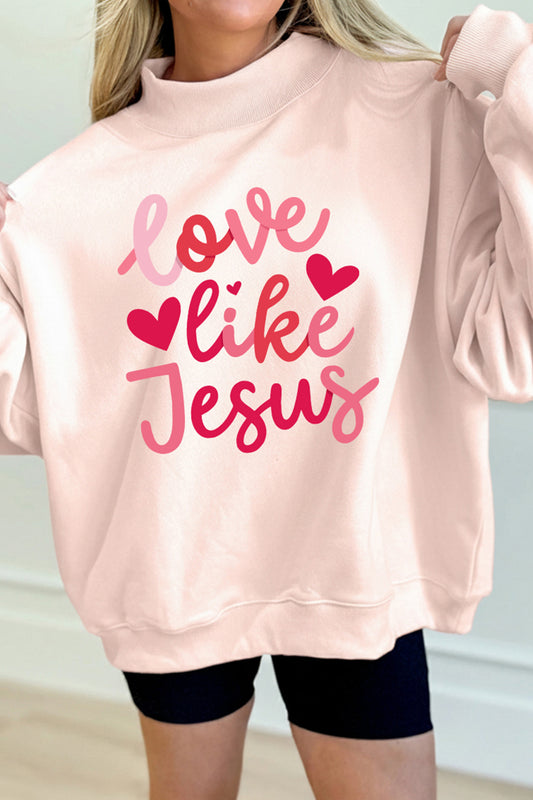 Light Pink LOVE LIKE JESUS Mockneck